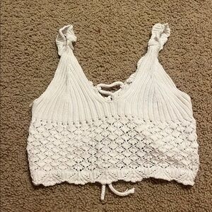 Hollister White Ribbed Sleeveless Crop Top